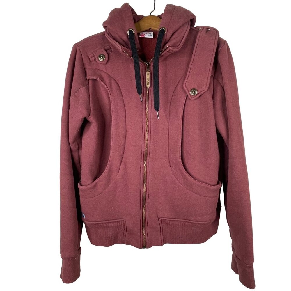Armada Hoodie Full Zip Long Sleeve Cotton Blend Sweater Cozy Maroon Size Medium